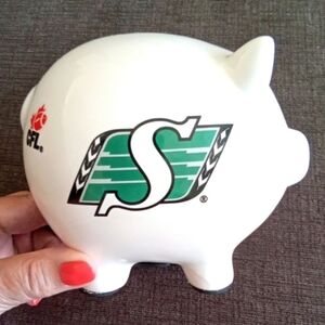 Saskatchewan Roughriders CFL Ceramic Piggy Coin Bank